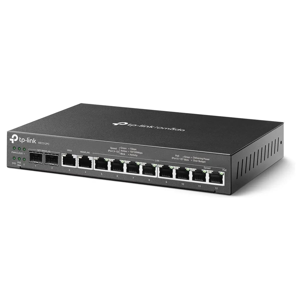 TP-Link ER7212PC Omada 3-in-1 Gigabit VPN Router, Up to 4 WAN, 8 PoE+ LAN Ports 110W, Fanless