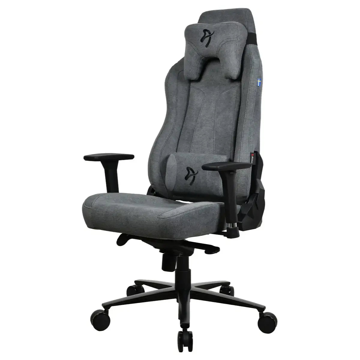 Arozzi Vernazza Soft Fabric Ergonomic Office and Gaming Chair, Durable Upholstery, Cold Cured Molded Foam, 3D Ergonomic Armrests, Adjustable Lumbar Pillow, Soft Neck and Lumbar Support Pillows, Ash Grey