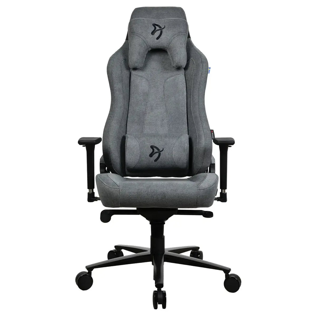 Arozzi Vernazza Soft Fabric Ergonomic Office and Gaming Chair, Durable Upholstery, Cold Cured Molded Foam, 3D Ergonomic Armrests, Adjustable Lumbar Pillow, Soft Neck and Lumbar Support Pillows, Ash Grey