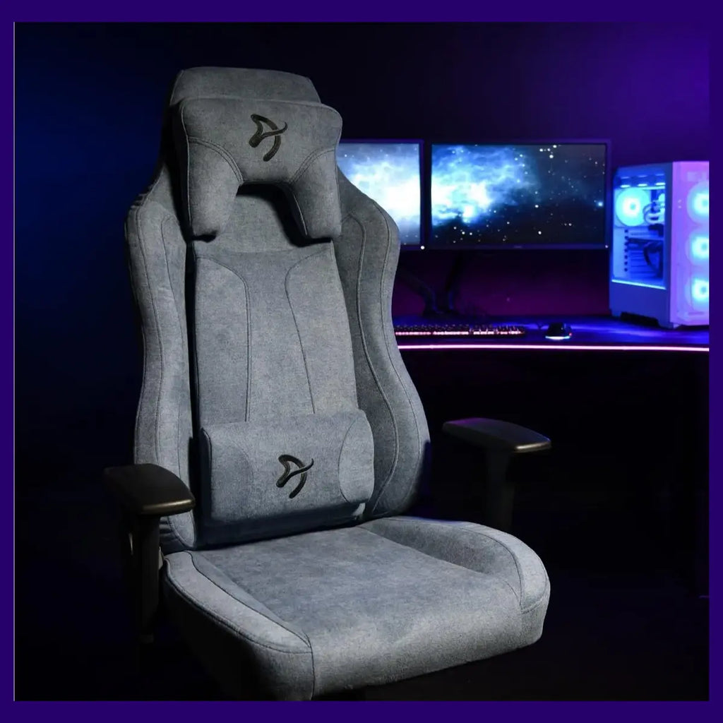 Arozzi Vernazza Soft Fabric Ergonomic Office and Gaming Chair, Durable Upholstery, Cold Cured Molded Foam, 3D Ergonomic Armrests, Pro Mechanism, Neck and Lumbar Support Pillows, Blue