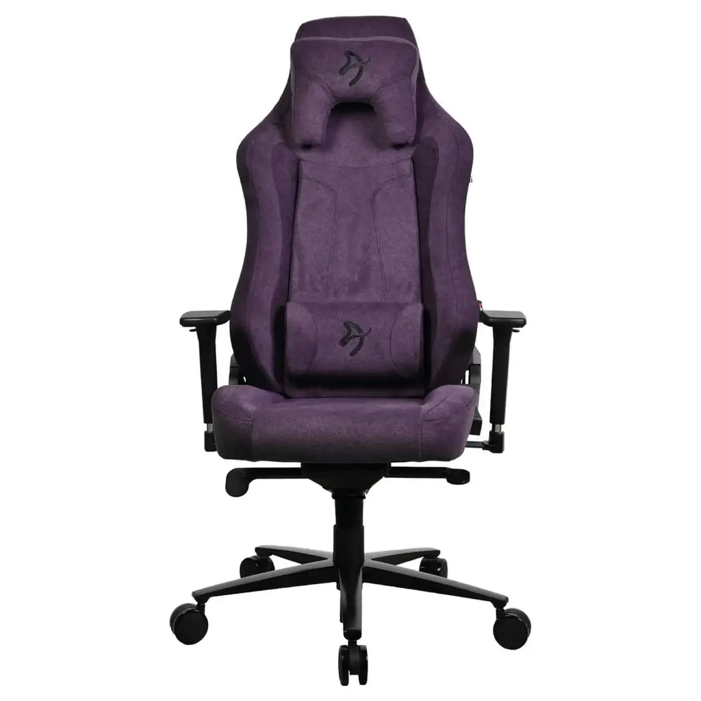 Arozzi Vernazza Soft Fabric Ergonomic Office and Gaming Chair, Durable Upholstery, Cold Cured Molded Foam, 3D Ergonomic Armrests, Pro Mechanism, Neck and Lumbar Support Pillows, Purple