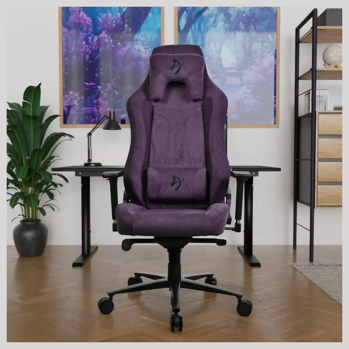 Arozzi Vernazza Soft Fabric Ergonomic Office and Gaming Chair, Durable Upholstery, Cold Cured Molded Foam, 3D Ergonomic Armrests, Pro Mechanism, Neck and Lumbar Support Pillows, Purple