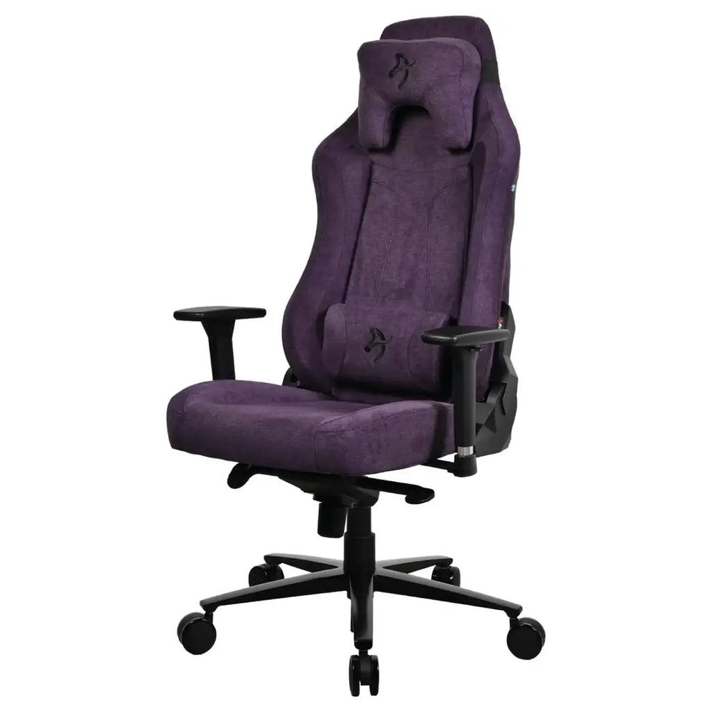 Arozzi Vernazza Soft Fabric Ergonomic Office and Gaming Chair, Durable Upholstery, Cold Cured Molded Foam, 3D Ergonomic Armrests, Pro Mechanism, Neck and Lumbar Support Pillows, Purple