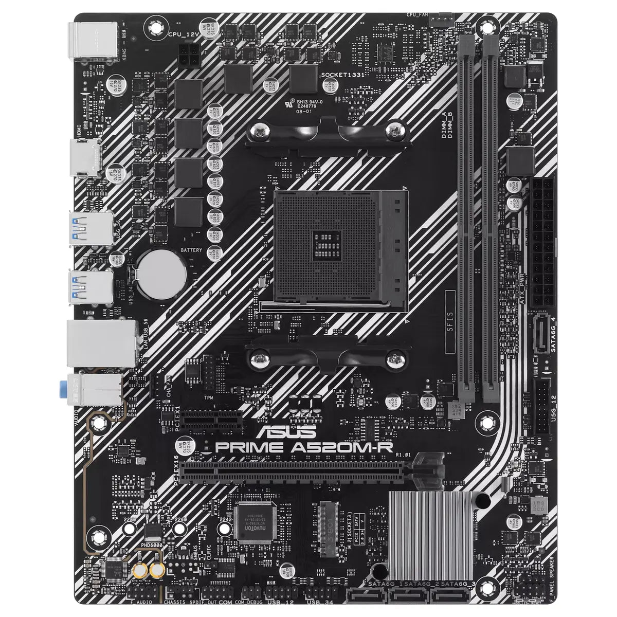 ASUS PRIME A520M-R Micro-ATX Motherboard, AMD A520 Chipset, AM4 Socket, M.2 Support, Realtek 1GB Ethernet, HDMI, SATA 6Gbps