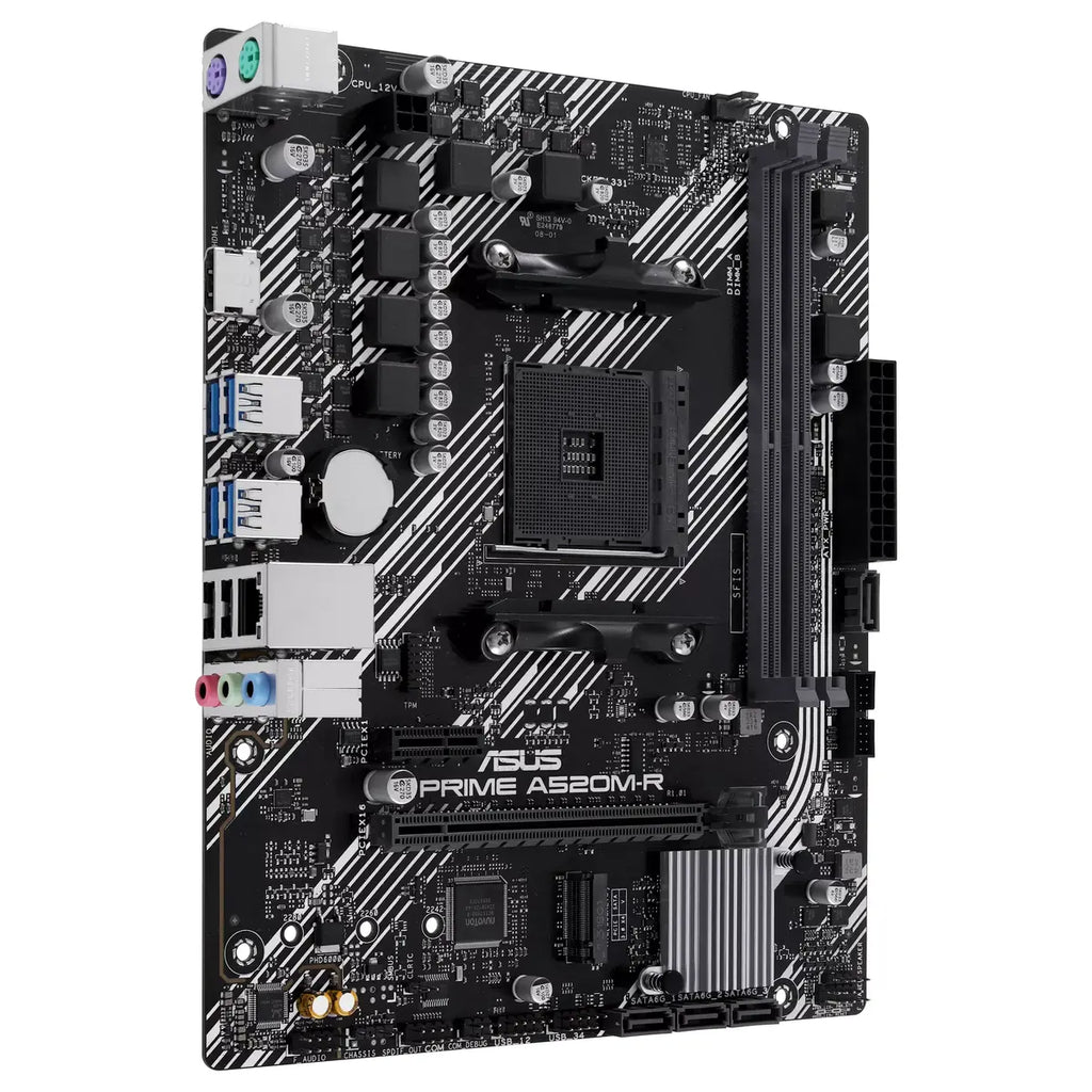 ASUS PRIME A520M-R Micro-ATX Motherboard, AMD A520 Chipset, AM4 Socket, M.2 Support, Realtek 1GB Ethernet, HDMI, SATA 6Gbps