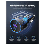 UGREEN EC703 75W Dual Type-C and 1x USB Car Charger, 2x USB-C PD 3.0 and 1x USB-A, QC 4.0 Plus and PPS Support, Smart Power Distribution, Space Gray 35024