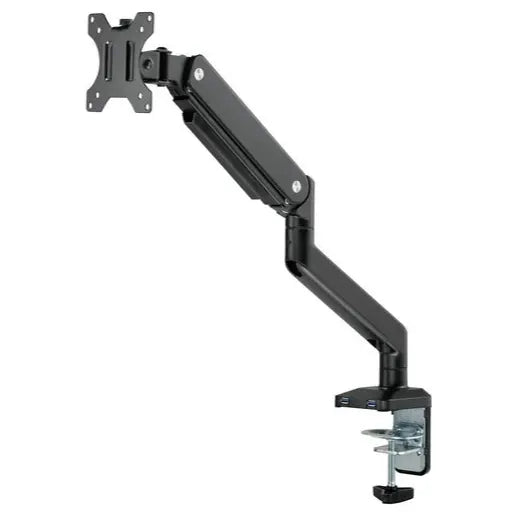 MXG BMA-12U Mechanical Spring Monitor Arm, 17"-32" Single Monitor, 2-10kg Capacity, 2xUSB 3.0 Port, Matte Black