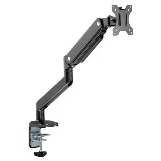 MXG BMA-12U Mechanical Spring Monitor Arm, 17"-32" Single Monitor, 2-10kg Capacity, 2xUSB 3.0 Port, Matte Black