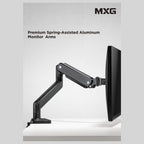 MXG BMA-12U Mechanical Spring Monitor Arm, 17"-32" Single Monitor, 2-10kg Capacity, 2xUSB 3.0 Port, Matte Black