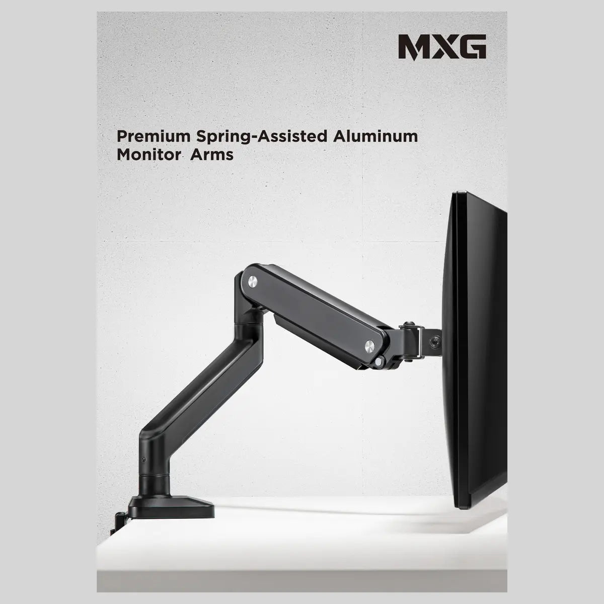 MXG BMA-12U Mechanical Spring Monitor Arm, 17"-32" Single Monitor, 2-10kg Capacity, 2xUSB 3.0 Port, Matte Black