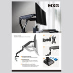 MXG BMA-12U Mechanical Spring Monitor Arm, 17"-32" Single Monitor, 2-10kg Capacity, 2xUSB 3.0 Port, Matte Black