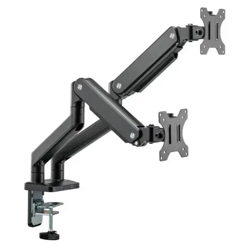 MXG BMA-24U Dual Monitor Premium Aluminum Spring-Assisted Mechanical Spring Monitor Arm, 17"-32" Screens, 2-10kg Per Screen, 2xUSB 3.0 Port, Matte Black