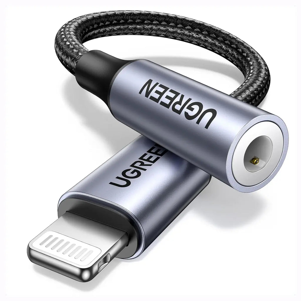 UGREEN Headphone Adapter for iPhone Lightning to 3.5mm Adapter 30756, Apple MFi Certified, Noise Reduction, Up to 48kHz 24-Bit Audio Output, In-Line Control, Plug and Play, Grey