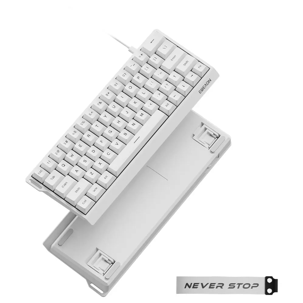 EWEADN DK63 Mechanical Keyboard, 63-Key Compact Layout, Tri-Mode Connectivity, Driver Customization Support, White - Wired
