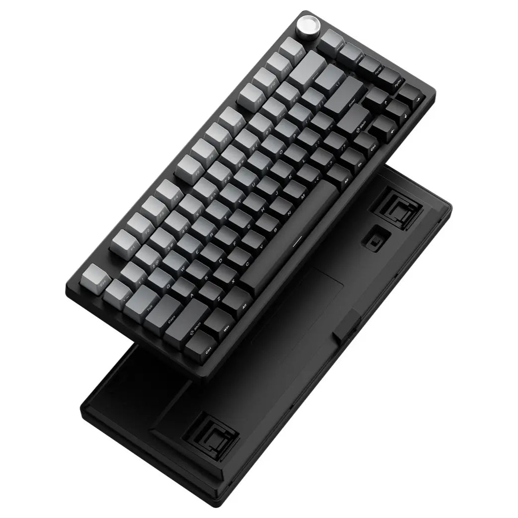 EWEADN DK75 Wireless Mechanical Keyboard, 75-Key Layout, Rotary Knob Control, Adjustable Kickstand, RGB Lighting Effects, Web-Based Driver Support, Gray Black Gradient