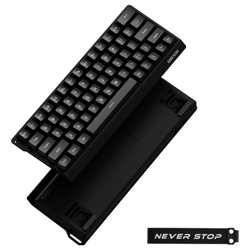 EWEADN DK63 Wireless Mechanical Keyboard, 63-Key Compact Layout, Tri-Mode Wired Bluetooth and 2.4GHz, Rainbow Lighting Effects, Driver Customization Support, Windows and macOS Compatible, Black