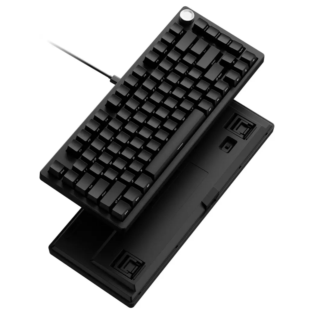 EWEADN DK75 Wired Mechanical Keyboard, 75-Key Layout, Rotary Knob Control, RGB Lighting Effects, Web-Based Driver Support, Black
