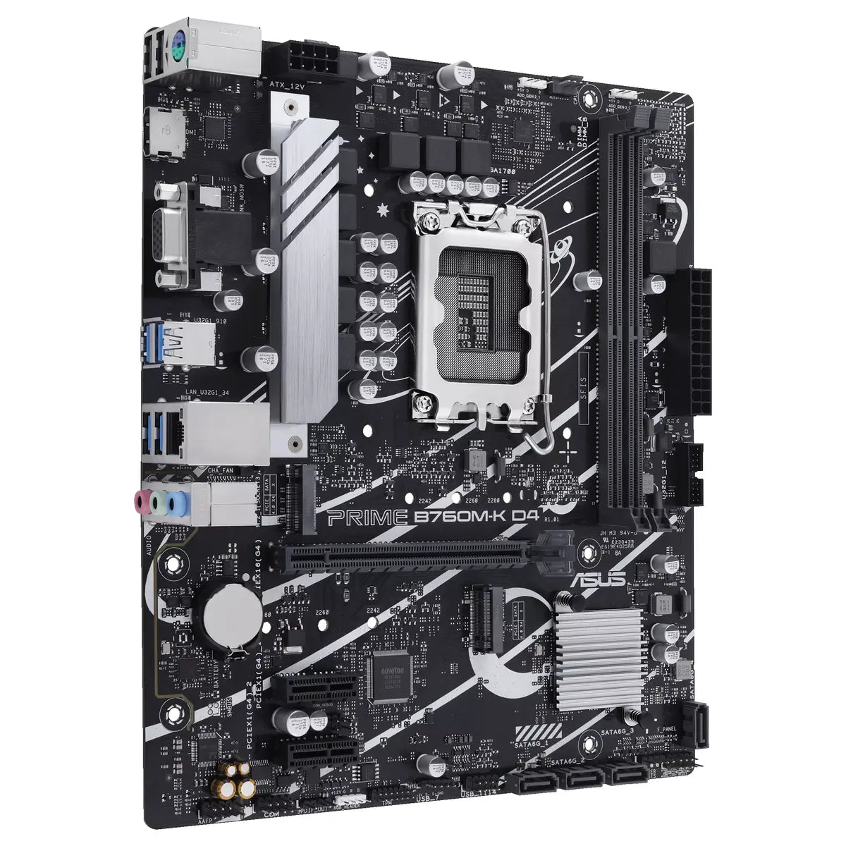 ASUS Prime B760M-K D4 Motherboard, Intel B760 LGA 1700 mATX, DDR4, PCIe 4.0 With 2x PCIe 4.0 M.2, Realtek 2.5Gb Ethernet, VGA and HDMI, SATA 6Gbps, Front USB 3.2 Gen 1