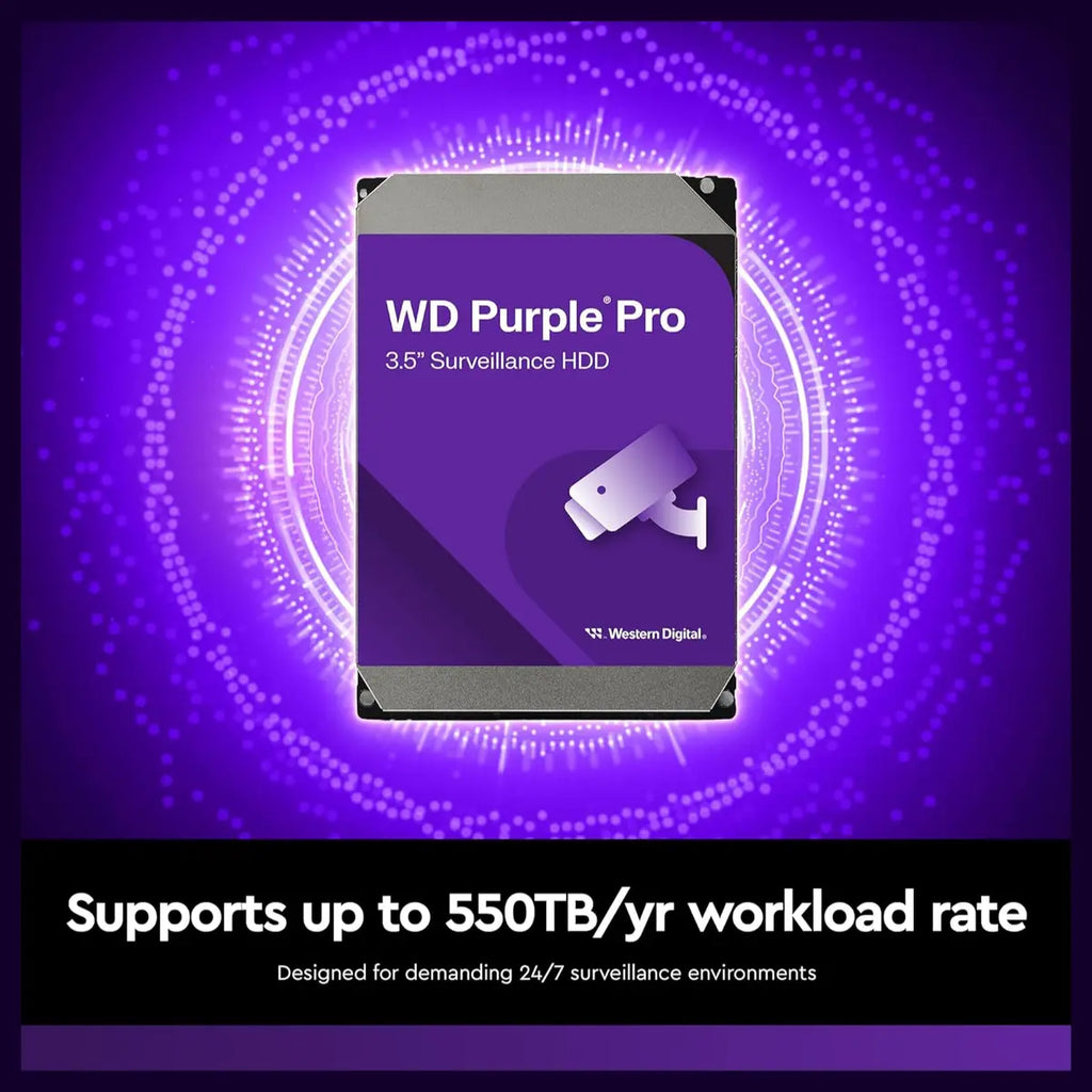 Western Digital WD Purple Pro Surveillance Internal Hard Drive HDD, 22TB, SATA 6Gb/s, 512MB Cache, 3.5 Inch, WD221PURP