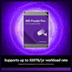Western Digital WD Purple Pro Surveillance Internal Hard Drive HDD, 22TB, SATA 6Gb/s, 512MB Cache, 3.5 Inch, WD221PURP