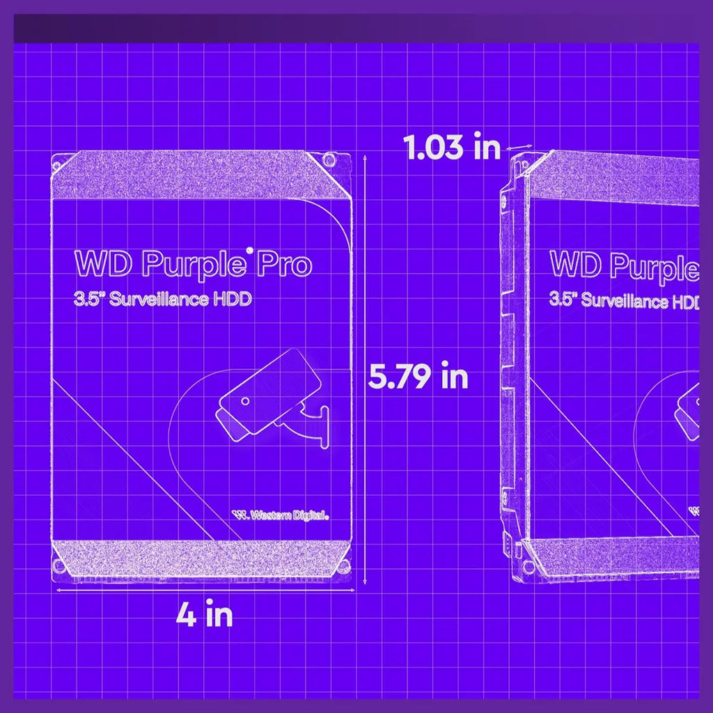 Western Digital WD Purple Pro Surveillance Internal Hard Drive HDD, 22TB, SATA 6Gb/s, 512MB Cache, 3.5 Inch, WD221PURP