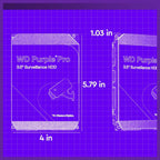 Western Digital WD Purple Pro Surveillance Internal Hard Drive HDD, 22TB, SATA 6Gb/s, 512MB Cache, 3.5 Inch, WD221PURP