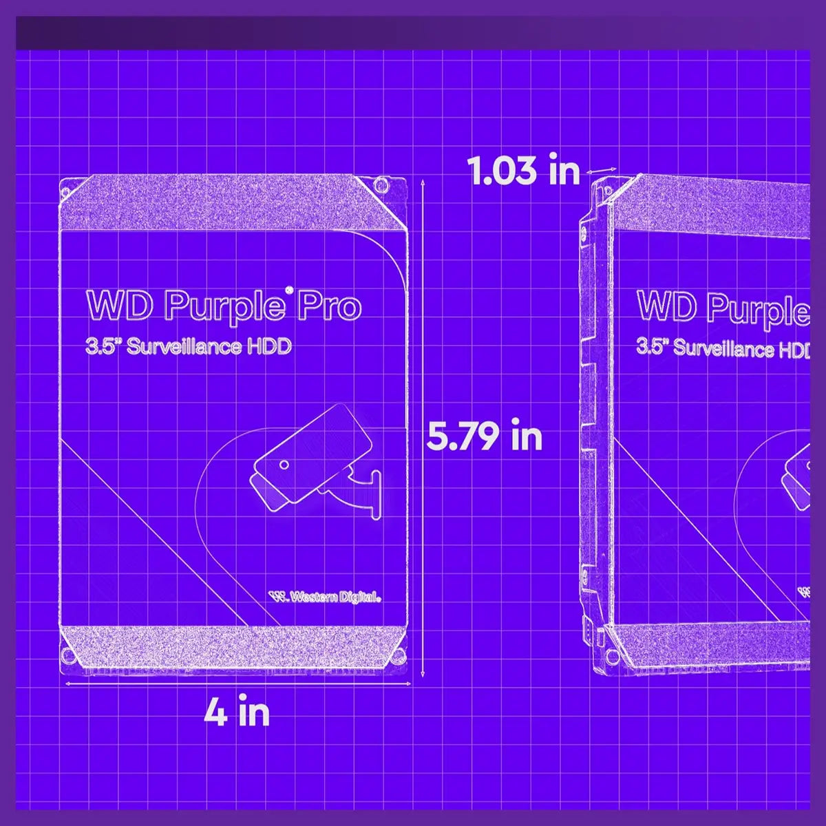 Western Digital WD Purple Pro Surveillance Internal Hard Drive HDD, 22TB, SATA 6Gb/s, 512MB Cache, 3.5 Inch, WD221PURP