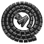UGREEN Cable Zipper Tube Wire Organizer, 25mm 1.5 Meter PE Spiral Cable Sleeve for Office, Desk, TV, and Home Cable Management, 30818, Black