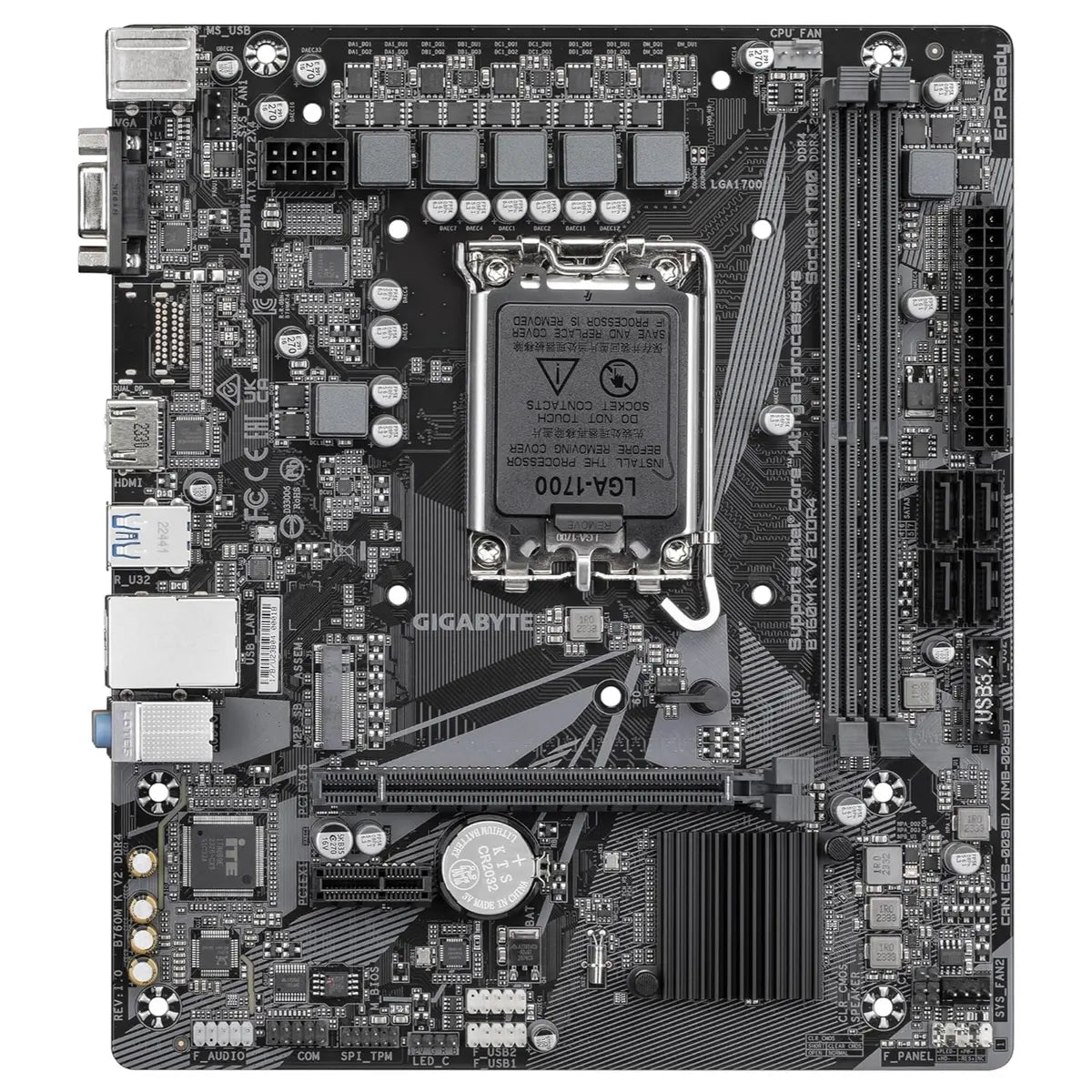 GIGABYTE B760M K V2 DDR4 Motherboard, Intel B760, Micro ATX, LGA 1700, DDR4, PCIe 4.0, HDMI
