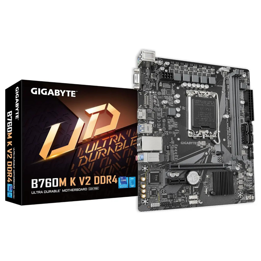 GIGABYTE B760M K V2 DDR4 Motherboard, Intel B760, Micro ATX, LGA 1700, DDR4, PCIe 4.0, HDMI