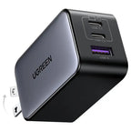 UGREEN NEXODE 65W USB-C GaN 3 Ports Wall Charger, 2 USB-C and 1 USB-A, PD 3.0 and QC 4.0 Plus, Model 10334, US Plug Black