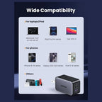 UGREEN NEXODE 65W USB-C GaN 3 Ports Wall Charger, 2 USB-C and 1 USB-A, PD 3.0 and QC 4.0 Plus, Model 10334, US Plug Black