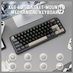 ATTACK SHARK X66 60% Wireless Gasket Mechanical Keyboard, Bluetooth and 2.4G Wireless and Type-C Wired, Hot-Swap 3 and 5-Pin, Pre-Lubed Strawberry Switch, 16.8 Million RGB, Starry Black