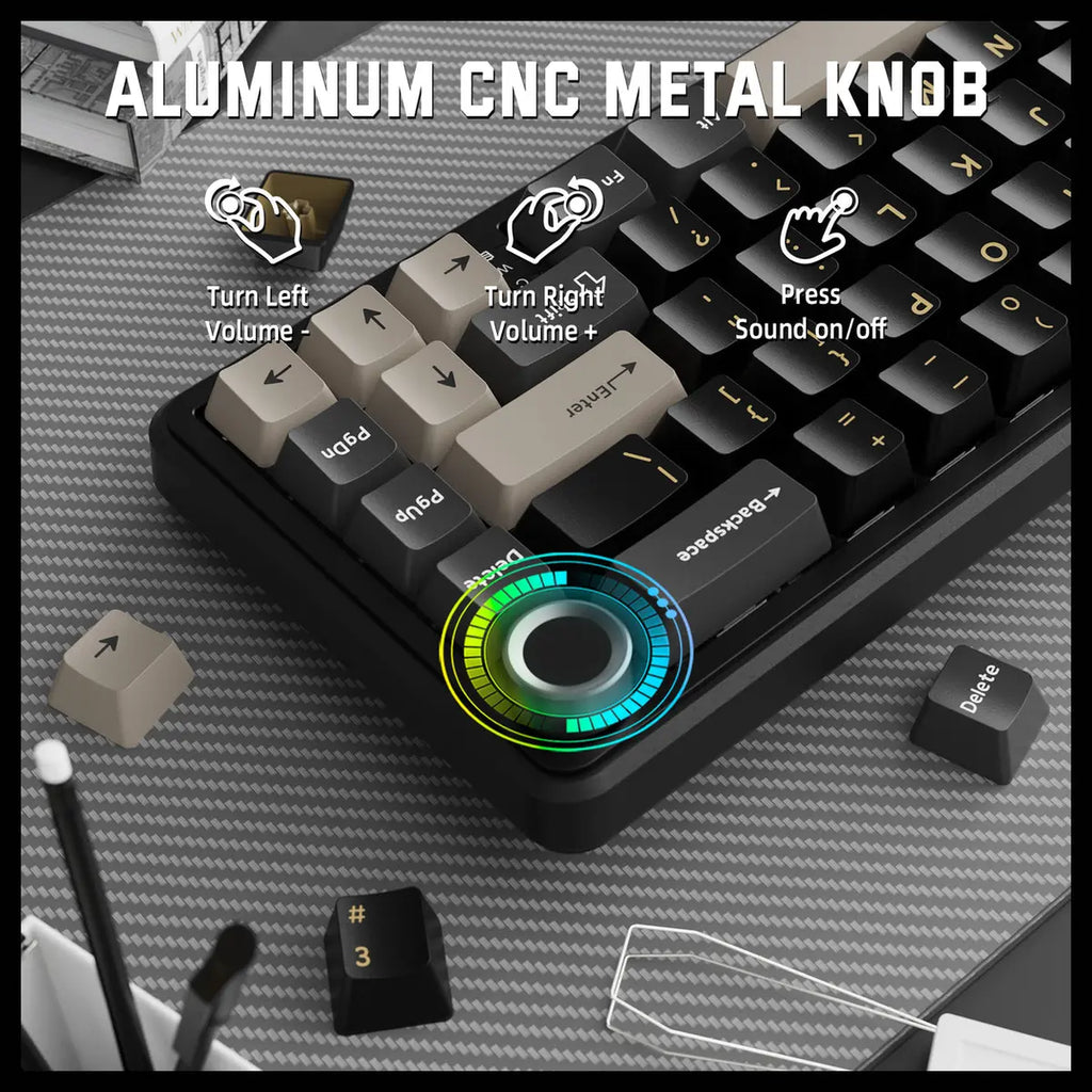 ATTACK SHARK X66 60% Wireless Gasket Mechanical Keyboard, Bluetooth and 2.4G Wireless and Type-C Wired, Hot-Swap 3 and 5-Pin, Pre-Lubed Strawberry Switch, 16.8 Million RGB, Starry Black