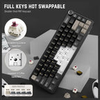 ATTACK SHARK X66 60% Wireless Gasket Mechanical Keyboard, Bluetooth and 2.4G Wireless and Type-C Wired, Hot-Swap 3 and 5-Pin, Pre-Lubed Strawberry Switch, 16.8 Million RGB, Starry Black