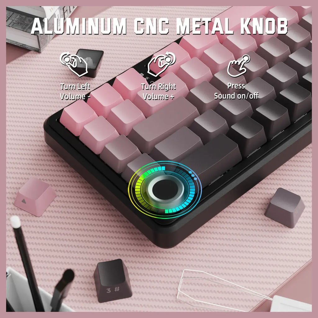 ATTACK SHARK X66 Wireless Mechanical Keyboard, Bluetooth and 2.4G Wireless and Type-C Wired, 60% ANSI Layout, Upgraded Gasket-Mount, Hot-Swap 3 and 5-Pin, Pre-Lubed Strawberry Switch, 3000mAh Battery, Blackberry Pink