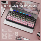 ATTACK SHARK X66 Wireless Mechanical Keyboard, Bluetooth and 2.4G Wireless and Type-C Wired, 60% ANSI Layout, Upgraded Gasket-Mount, Hot-Swap 3 and 5-Pin, Pre-Lubed Strawberry Switch, 3000mAh Battery, Blackberry Pink