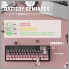 ATTACK SHARK X66 Wireless Mechanical Keyboard, Bluetooth and 2.4G Wireless and Type-C Wired, 60% ANSI Layout, Upgraded Gasket-Mount, Hot-Swap 3 and 5-Pin, Pre-Lubed Strawberry Switch, 3000mAh Battery, Blackberry Pink