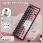 ATTACK SHARK X66 Wireless Mechanical Keyboard, Bluetooth and 2.4G Wireless and Type-C Wired, 60% ANSI Layout, Upgraded Gasket-Mount, Hot-Swap 3 and 5-Pin, Pre-Lubed Strawberry Switch, 3000mAh Battery, Blackberry Pink