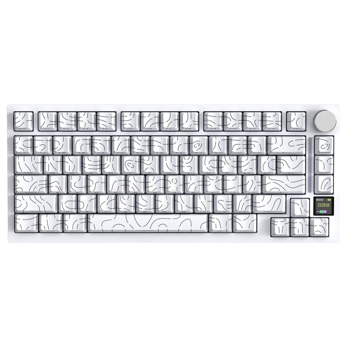 ATTACK SHARK X820Ultra Tri-mode Gasket Mechanical Keyboard, 75% ANSI Layout, Bluetooth 5.1 and 2.4G Wireless and Type-C Wired, TFT Smart Display and Knob, Hot-swappable, Programmable RGB, White Contours