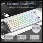 ATTACK SHARK X820Ultra Tri-mode Gasket Mechanical Keyboard, 75% ANSI Layout, Bluetooth 5.1 and 2.4G Wireless and Type-C Wired, TFT Smart Display and Knob, Hot-swappable, Programmable RGB, White Contours