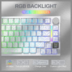 ATTACK SHARK X820Ultra Tri-mode Gasket Mechanical Keyboard, 75% ANSI Layout, Bluetooth 5.1 and 2.4G Wireless and Type-C Wired, TFT Smart Display and Knob, Hot-swappable, Programmable RGB, White Contours