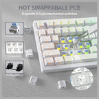 ATTACK SHARK X820Ultra Tri-mode Gasket Mechanical Keyboard, 75% ANSI Layout, Bluetooth 5.1 and 2.4G Wireless and Type-C Wired, TFT Smart Display and Knob, Hot-swappable, Programmable RGB, White Contours