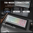 ATTACK SHARK X68PRO HE Wireless Rapid Trigger Keyboard, 60% Tri-Mode Wireless 8000Hz, 0.01mm RT Accuracy, Adjustable Actuation 0.1-3.4mm, RGB Backlight, White Contour Line