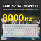 ATTACK SHARK X68PRO HE Wireless Rapid Trigger Keyboard, 60% Tri-Mode Wireless 8000Hz, 0.01mm RT Accuracy, Adjustable Actuation 0.1-3.4mm, RGB Backlight, White Contour Line
