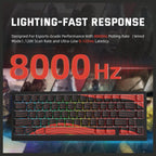 ATTACK SHARK X68PRO HE Wireless Rapid Trigger Keyboard, 60% Tri-Mode Wireless 8000Hz, 0.01mm RT Accuracy, Adjustable Actuation 0.1-3.4mm, RGB Backlight, Black and Red Contour Line
