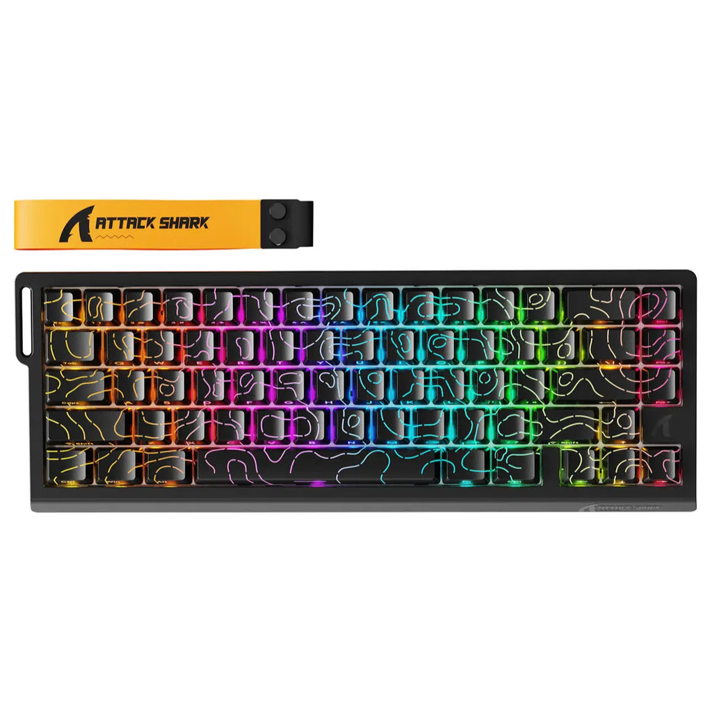 ATTACK SHARK X68PRO HE Wireless Rapid Trigger Keyboard, 60% Tri-Mode Wireless, 8000Hz Polling Rate 0.125ms Latency, 0.01mm RT Accuracy, Adjustable 0.1-3.4mm Actuation, Black Contour Line