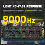 ATTACK SHARK X68PRO HE Wireless Rapid Trigger Keyboard, 60% Tri-Mode Wireless, 8000Hz Polling Rate 0.125ms Latency, 0.01mm RT Accuracy, Adjustable 0.1-3.4mm Actuation, Black Contour Line