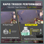 ATTACK SHARK X68PRO HE Wireless Rapid Trigger Keyboard, 60% Tri-Mode Wireless, 8000Hz Polling Rate 0.125ms Latency, 0.01mm RT Accuracy, Adjustable 0.1-3.4mm Actuation, Black Contour Line