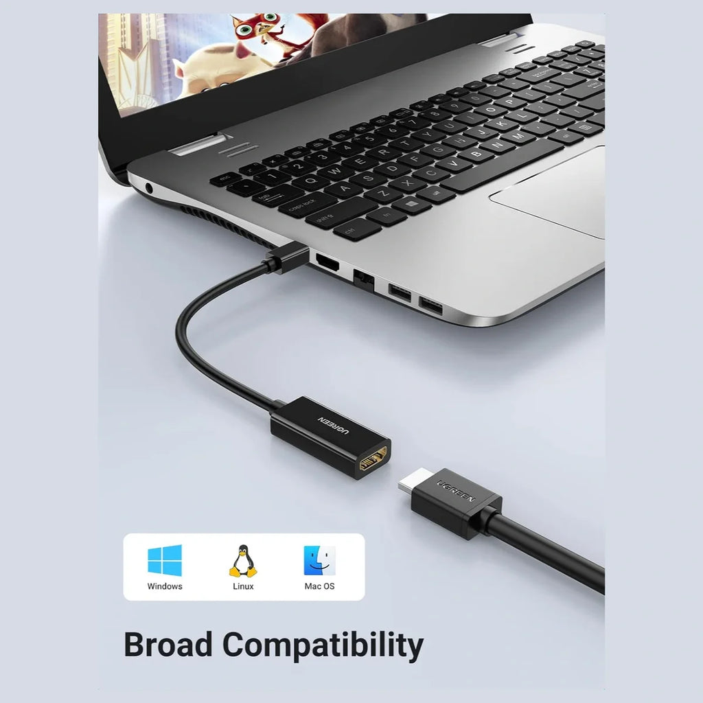 UGREEN 40360 4K Mini DisplayPort to HDMI Adapter, 3840x2160 at 30Hz, Audio and Video, 0.6ft